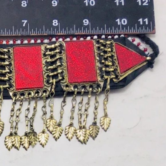 Tribal Jewelry Set, Antique Handmade Choker NecklacWith MathaTikka and Earring - Picture 9 of 10